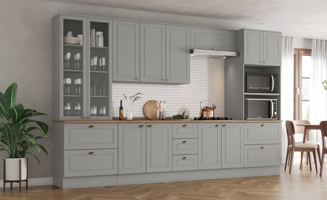 Cozinha modulada com fogão cooktop